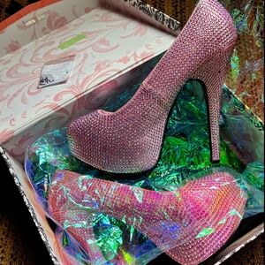 Baby Pink Rhinestone Pleaser Heels